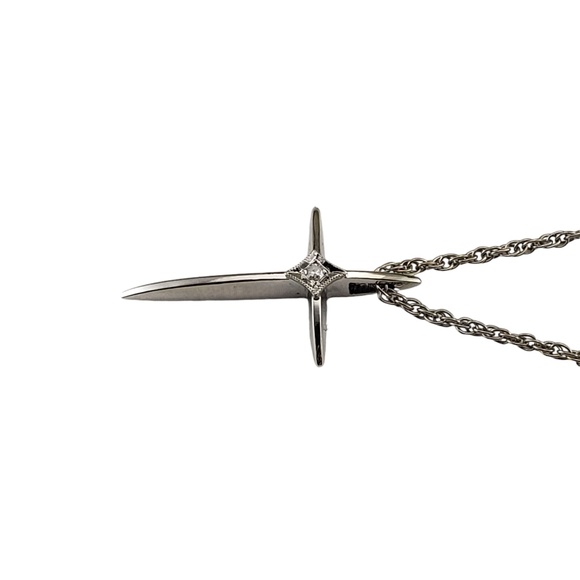 14 Karat White Gold and Diamond Cross Pendant Necklace #18836 - Picture 3 of 7